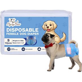 Dog Diapers Female Disposable, Jeans Pattern Doggie Diapers for Female Dogs, Puppy Diapers Female, Cat Diapers, X-Small, 12 Count