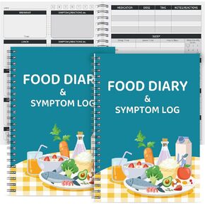Dianelhall 2 Pcs Food Diary and Symptom Logs 5.8 x 8.3'' Food Journal Symptoms Tracker for IBS, Diabetic, Allergies, Intolerance, Crohn's/IBD