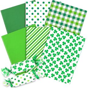 kawaarashi 90 Sheets Watercolor Shamrock Tissue Paper, 20'' x 14'' Clover Pattern Gift Wrapping Tissue for St. Patrick's Day Party Favors Spring Irish Gift Bag Fillers
