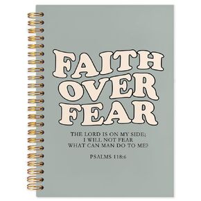 SNNDER Faith over Fear Inspirational Christian Notebooks, Bible Journaling Notebook, Christian Journals for Women Men, Church Notes Notebook, Prayer Journal, Hardcover Spiral Notebook 5.5x8.3 Inch