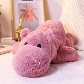 Weighted Stuffed Animals 17.7" 2.2lbs, Soft Pink Hippo Stuffed Animal, Small Cuddly Weighted Hippo Plush for Comfort