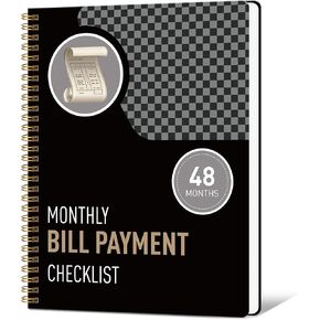 Undated Monthly Bill Payment - 48-Month Undated Financial Organizer with Income Tracker, Savings & Debt Management, Yearly Goals, Expense Tracking 8×10 In, Black