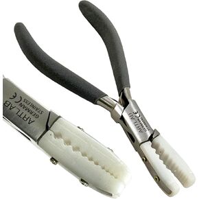 Tube and Rod Holding Pliers with Non-Marring Nylon Jaws & Black Grip Handle for Jewelry Making & Crafts | German Stainless Steel Crafting Supplies