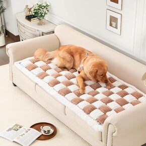 Couch Cover for Dogs Washable, Sofa Covers for 3 Cushion Couch Sofa Pet Friendly, Plush Couch Bed Furniture Protector Topper Pads Mat for Pets Cats Proof (27.6 x 70.9 Inch, Chenille Grey)