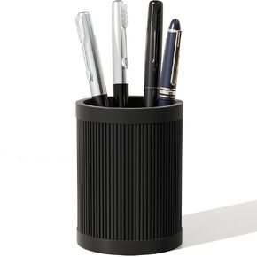 Aesthetic Pen Holder For Desk, Modern Silicone Pencil Holder, Stylish Office Desk Decor, Made of 5 mm Thickened Premium Silicone, Office Desk Organizer And Accessories (Black)