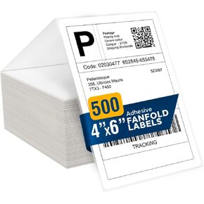 4x6 Thermal Labels - 4x6 Labels, Shipping Labels, 4x6 Fanfold Label Paper- Shipping Supplies & Small Business Essentials - Thermal Printer Labels for USPS, FedEx, UPS 500 Labels