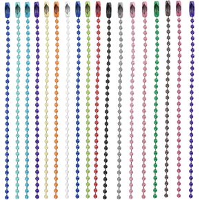 MECCANIXITY 100Pcs 5 Inch 12cm Colored Ball Bead Chain, Metal Ball Chain with Connectors for Hanging Ornament Jewelry Necklace Dog Tag Keychain Christmas Decoration