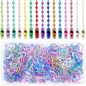 220 Pcs BeadedKeychain, Metal Ball Chain Necklace, Ball Chain Keychain, Dog Tag Chains, Ball Chain Connectors for Dog Tag Making DIY Craft Jewelry Ball Bead Keychain Hanging Ornaments