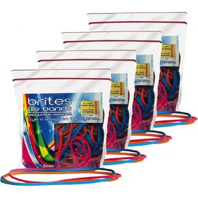 Alliance Rubber 07800 Non-Latex Brites File Bands, Colored Elastic Bands, 200-Count (7" x 1/8", Assorted Bright Colors in Resealable Bag)