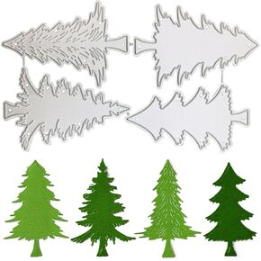 4Pcs Christmas Trees Metal Die Cuts,Christmas Dies for Card Making,Merry Christmas Tree Cutting Dies Cut Stencils Embossing Dies for DIY Scrapbooking Album Paper Cards Craft Festival Decoration