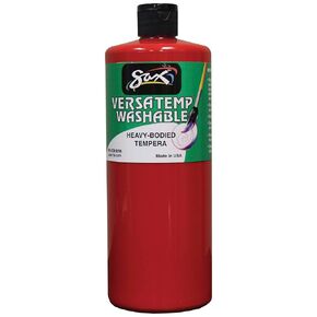 Sax Versatemp Washable Heavy Bodied Tempera Paint, Primary Red, 1 Quart