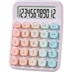 Mechanical Calculator,Desk Calculator Cute 12 Digit Large LCD Display and Big Buttons,Basic Office Calculator with Large LCD Display for Office, Home, School (Colorful)