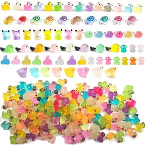 9 Combination Sets 200PCS Luminous Mini Resin Duck Dolphin Frog Rabbit Chicks Mushrooms Birds Turtles Moltres for Plants Party Garden Landscape Aquarium Potted Hide and Seek Dollhouse Decoration DIY