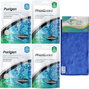 Purigen 100 مل (حزمة 2) Phosguard 100 مل (حزمة 2) للمياه العذبة والمياه المالحة ، بما في ذلك Trinity يعالج قطعة قماش الألياف الدقيقة (Purigen for Aquarium ، Phosguard for Aquarium)