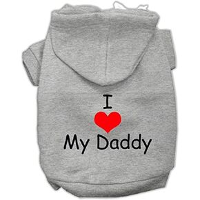 Pet, Dog & Cat Hoodie Screen Printed, "I Love My Daddy" Gray MD (6-10 lbs.)