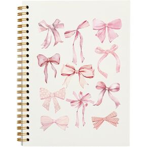 Coquette Pink Bow Notebook Journal, Preppy Notebook, Pink Aesthetic Notebook, Girly Notebook, Cute Pink Notebook, Pink Office Supplies, Spiral Notebook 5.5x8.3 Inch