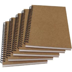 YUREE A5 Spiral Notebook Lined, 100gsm Thick Paper & Hard Kraft Cover, 60 Sheets (120 Pages), 8.35" x 5.9", Blue, 5 Pack