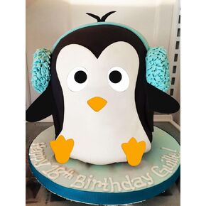 JeVenis Blue Bow Penguin Birthday Cake Topper DIY Penguin Face Penguin Birthday Party Supplies Penguin Party Favors Frozen Penguin Birthday Decoration