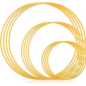 Seenelling 12 Pack Large Metal Floral Hoop Gold Hoop Rings Wreath Rings (4 Inch 6 Inch 8 Inch) Metal Rings for Crafts Dream Catcher Rings Macrame Hoops Ring for Wedding Wreath DIY Baby Shower