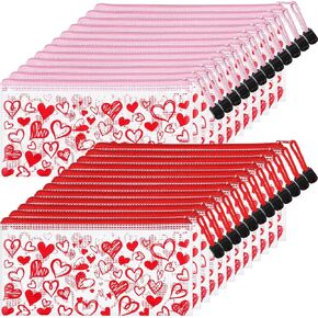 Sherr 24 PCS Valentine Pendentine Pencil Pouches Bulk Heart Pencil Pouch Small Mesh Mesh zipper Bags Pouch Pags مقاومة للماء 9.3x4.3 بوصة من أكياس قلم رصاص مصغرة للسفر الفصول الدراسية ، ومستحضرات التجميل ، والمكتب ، ومودية التخزين
