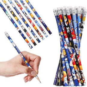 24 Pcs Lead Fun Pencils Outer Space Pencils for Kids - Astronaut，Rocket and Space Themed Design with Eraser-Perfect for Birthday Party，Classroom for Teacher Supplies Student Favors Reward