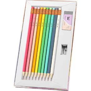 Mr. Pen- Pencils #2 HB, 10 Pack, Black Lead, Vibrant Wooden Barrels, Pre Sharpened Pencils #2 Pencils with Eraser & Metal Pencil Sharpener, Wooden Pencils Sharpened, Wooden Pencils #2, Pastel Pencils