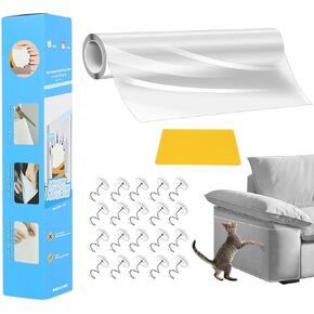 Cat Scratch Furniture Protector, 15.7"x118" Couch Protector From Claws, Single-Sided Sticky Clear Deterrent for Furniture, Door, Walls