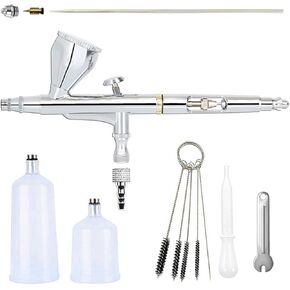 Self-Centring Plug in Nozzle and Easy to Clean Airbrush Pen, 0.3mm Dual Action Airbrush, Air Brush Set Easy Clean for Painting, Nail, Makeup，Airbrush Spray Set for Painting Nails Cake Tattoo