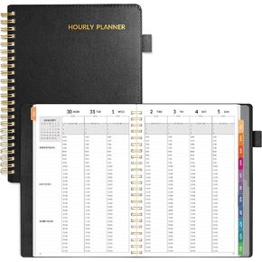 SUNEE 2025 Weekly Planner - Hourly Schedule 6.4"x8.5", 30-Minites Appointment Book(Jan 2025 - Dec 2025), Hourly, Weekly & Monthly Vegan Leather Cover Planner 2025 Year Calendar, Beige
