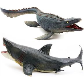 ألعاب Gemini & Genius Megalodon Mosasaurus للأطفال ، ألعاب الديناصورات الموزاسور الواقعة للأطفال ، أوشن وحوش التماثيل Megalodon Action ، وصالح حفلة التجميع وهدية عيد ميلاد للأطفال