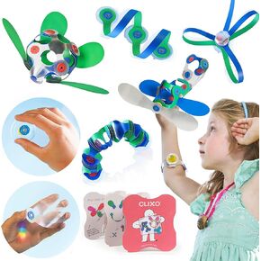 حزمة نافذة Clixo: مجموعة Suncatcher للأطفال - Prism Magnetic Toy Rainbow Maker Prism للأسطح الملساء ، ولعب سفر ملائم لنوافذ السيارات ، و 24 قطعة بما في ذلك الأجزاء المنشورية وأكواب الشفط