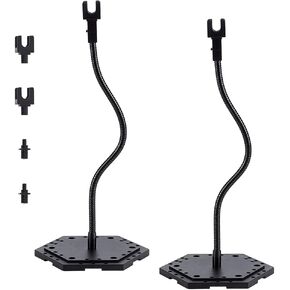 FINGERINSPIRE 2 Set Black Action Figure Stand Hexagon Plastic Base with Metal Flexible Snake Bone Support and Four Claws Waist Clips Action Figures Model Display Holder for HG RG 1/144 Figures