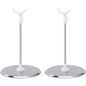 CHGCRAFT 2Pcs Adjustable Stainless Steel Doll Stand Support with Increased Stick, for Mini Dolls Display Holder, Stainless Steel Color