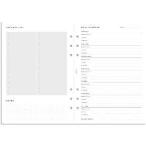 Filofax Organizer Refill, A5 Size, Meal Planner Pack, White Paper, 8.26" x 5.82", 56 Sheets (B132683)
