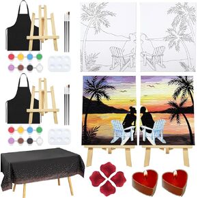 Nuberlic Sip and Paint Kit for Adults Date Night kit for Couples Pre Drawn Canvas for Two Adults Afro King and Queen Romantic Valentine's Day Gift 2 Pack 8" X 10" in Saudi Arabia
