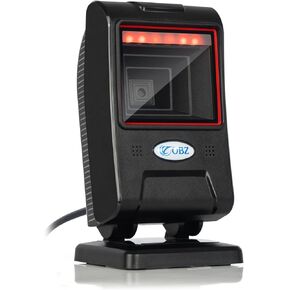 OBZ 1D 2D Desktop Barcode Scanner, QR Barcode Reader USB Handsfree Wired Scanner with Adjustable Scan Head, Automatic Barcode Reader for Android Windows Computer POS Stores Payment