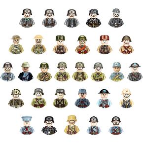 WW2 Soldier Minfigures Toy for Kid, 30 National Military Figures American German British Italian French Other National Figures Battle Playset, Form Your own WW II Military Allied Forces