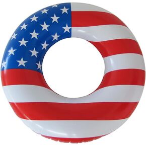 Treasure Gurus American Flag Inflatable USA Float Adult Swimming Tube Floats Kids Water Ring Beach Party Pool Toys