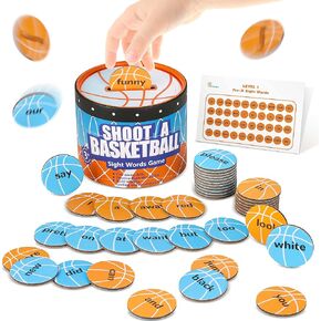 Sight Words Games, Basketball Flash Cards Letters Learning Game, Toddler Classroom Reading Letters Phonic Spelling Toy, Montessori BoxInPlay, Educational Cardboard Birthday Toy for Kid