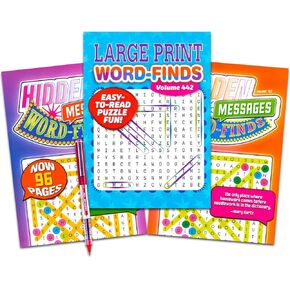 Word Find Book 3 Pack للمراهقين ، البالغين - حزمة مع 3 كتب ألغاز Word Hunt مع Word Word مع عمليات البحث عن كلمة خفية بالإضافة إلى Pen | كتب البحث عن الكلمات للكبار