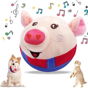 Interactive Dog Toys Pig, Squeaky Dog Toys with Automatic Rolling Jumping Wiggling, Washable Dog Chew Toys Dog Plush Toys for Small/Medium/Large Dogs Toys to Keep Them Busy