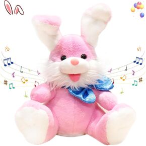 Bunny Plush Baby Toys Easter Gifts Bunny Stuffed Animals Peek-A-Boo Toys Repeats What You Say Singing with Floppy Ears Birthday Gift for Toddler 7 8 9 10 11 Months 1-2 Year,12 inch Pink