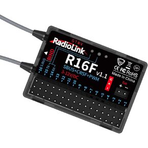 Radiolink R16F 16 Channels 2.4GHz RC Receiver Works with Radiolink Remote Controller T16D/T12D/RC4GS V3/RC6GS V3/RC8X, Long Distance Control RC Receiver for RC Car, Boat and Robots