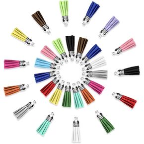 60 Pcs Keychain Tassels Leather Tassels Jewelry Making Tassels Beaded Bracelet Charms Colors Mini Tassels for DIY Craft Earring Handmade Key Chain Bag Cellphone Straps Bookmark Decoration