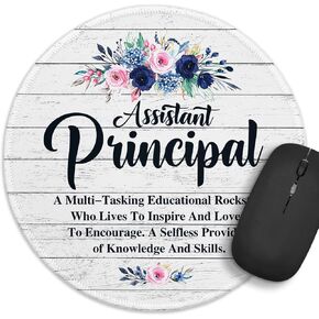 Funny Assistant Principal Round Mouse Pad，Assistant Principal Work Mouse Pad ，8.7 inch Stitched Edge Non-Slip Rubber Base，Desk Accessories，Assistant Principal Gift，Assistant Principal Retirement Gift