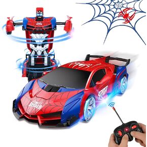 Spider Transform RC Cars Toys مع مصابيح العين والأضواء السفلية ، و 2.4 جيجا هرتز التحكم عن بعد تشوه واحد في الزر ، و 360 درجة التناوب ألعاب هدايا عيد ميلاد