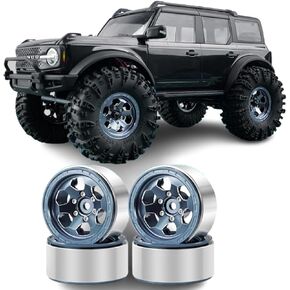 RCHUBAM 1.3" RC Beadlock Wheel Rims 1/18 Scale 1.0" Plus Aluminum Wheels Compatible with 1/18 TRX4M 1/24 Axial SCX24 RC Crawler Car Upgrade (Titanium Grey)