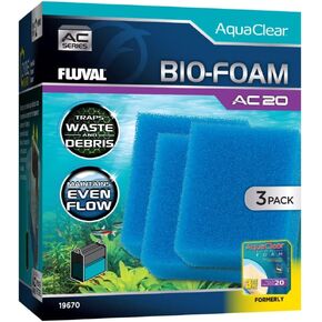 Fluval - Bio-Foam for AC20 Power Filter, 3-Pack – for Use in Freshwater & Saltwater Aquariums