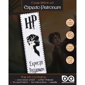 Personalized.Design Cross Stitch Kit 'Expecto Patronum' - DIY Embroidery Bookmark
