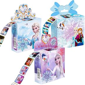 600 Pcs Roll Kids Stickers Girls Character Stickers, 3 Pack in 30 Designs,1-1/2 Inch Self Adhesive Label Cartoon Princess Stickers for Kids Teacher